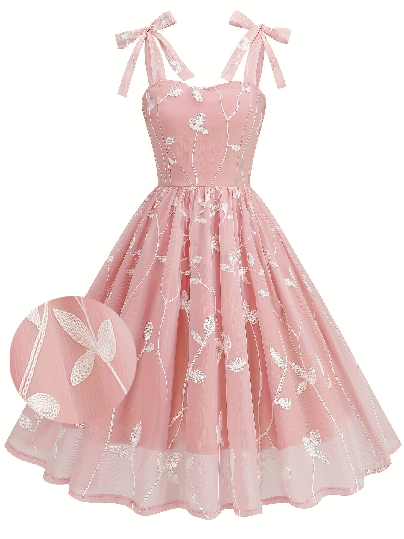 Vintage Embroidered Mesh Party Dress