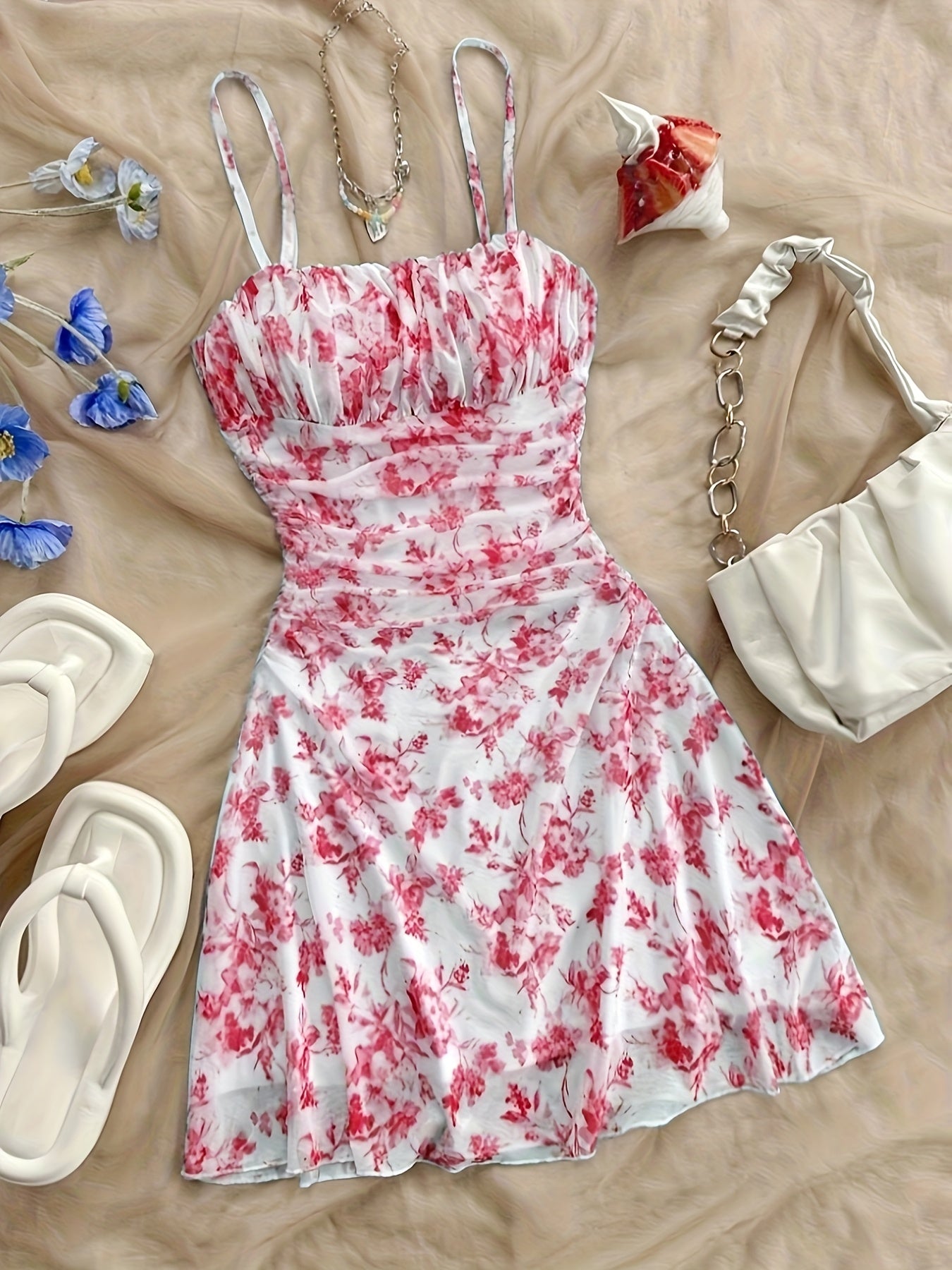 Elegant Floral Halter Dress