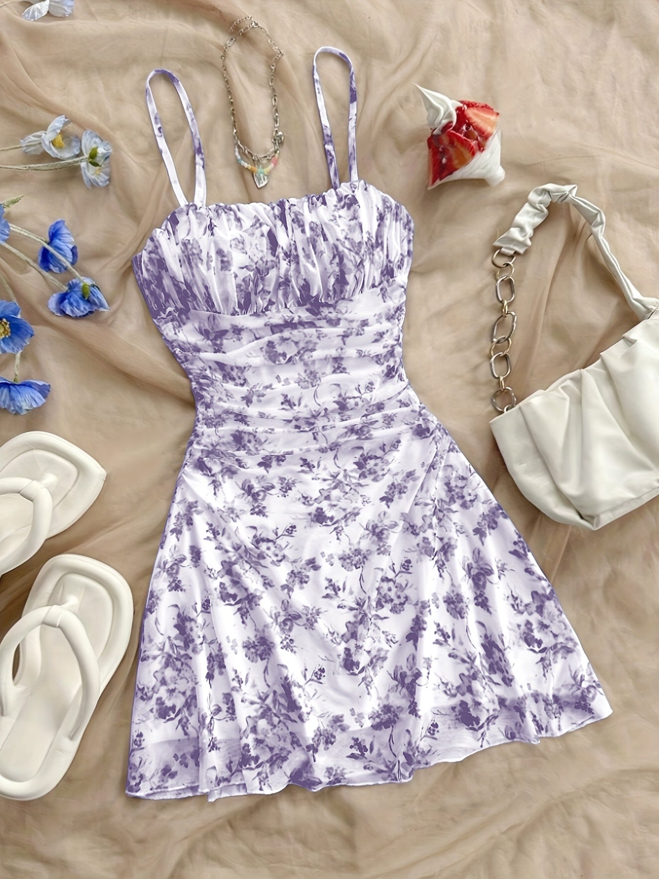 Elegant Floral Halter Dress