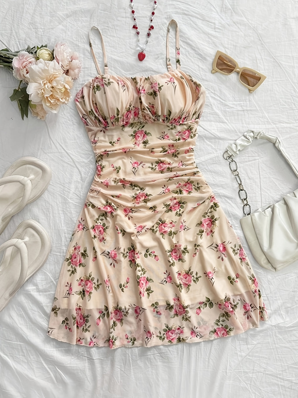 Elegant Floral Halter Dress