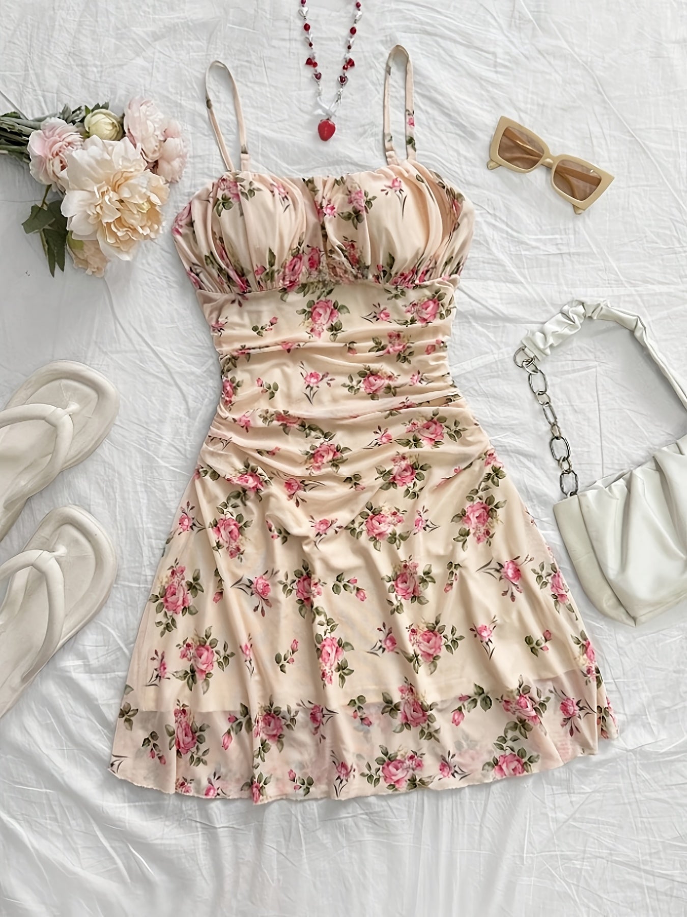 Elegant Floral Halter Dress