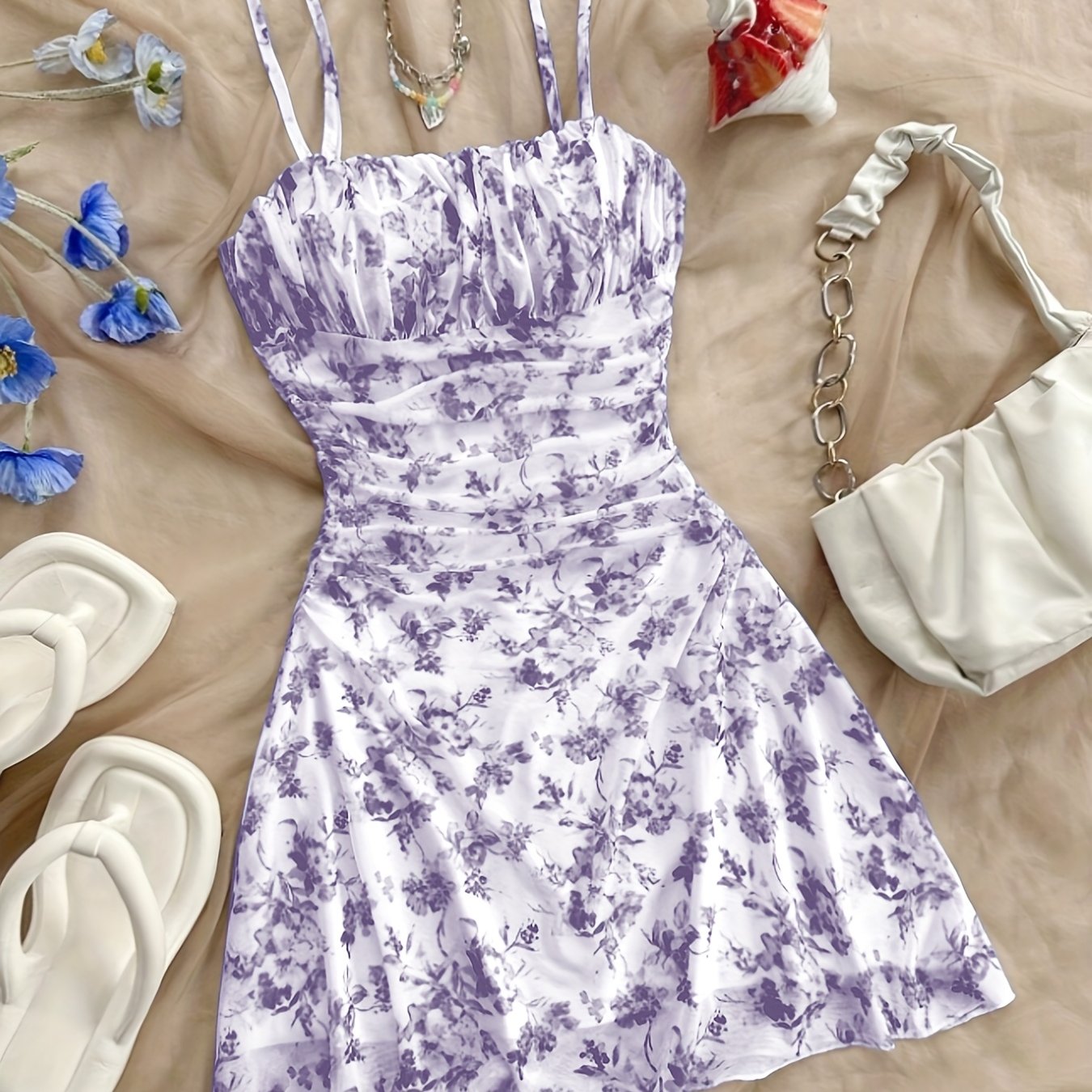 Elegant Floral Halter Dress