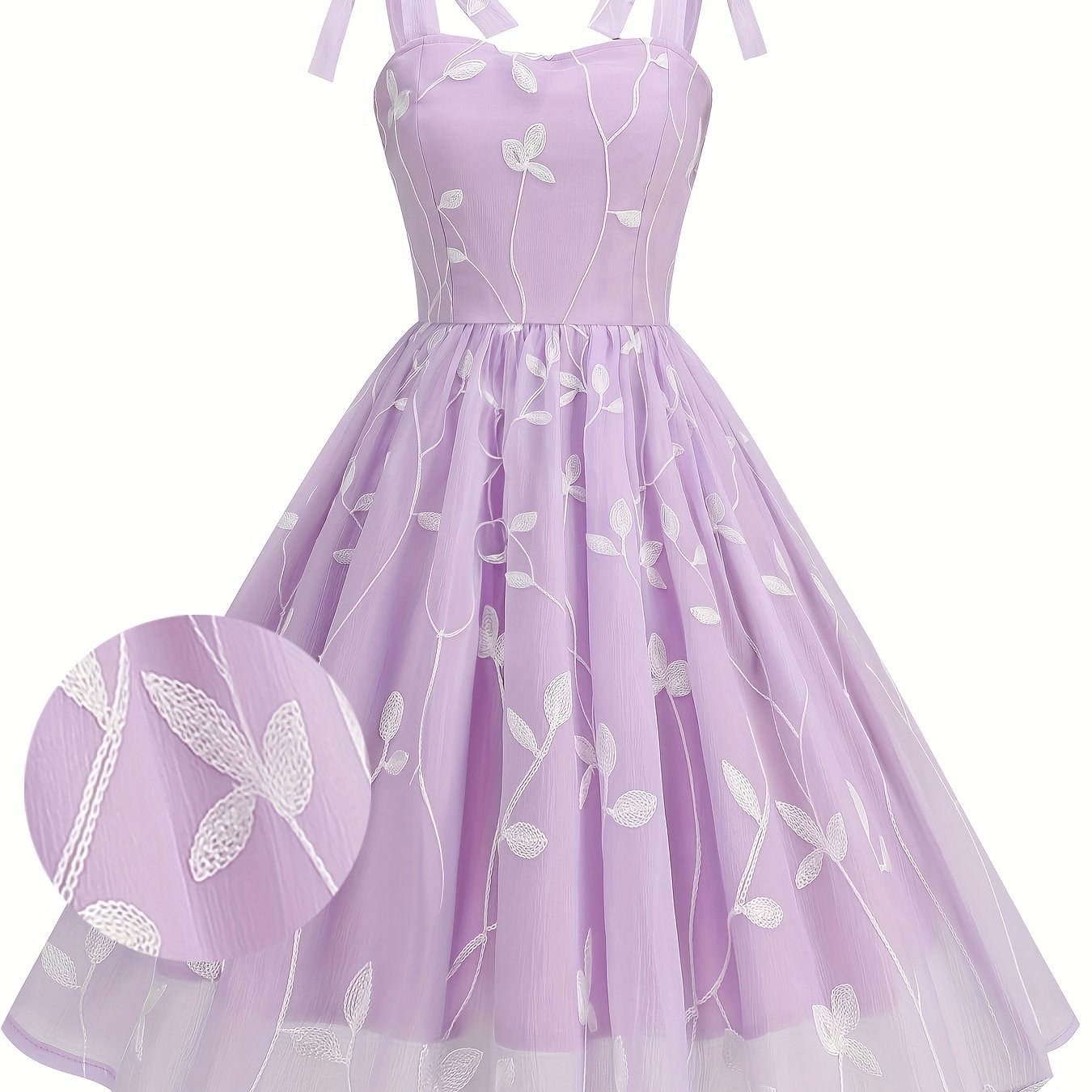 Vintage Embroidered Mesh Party Dress