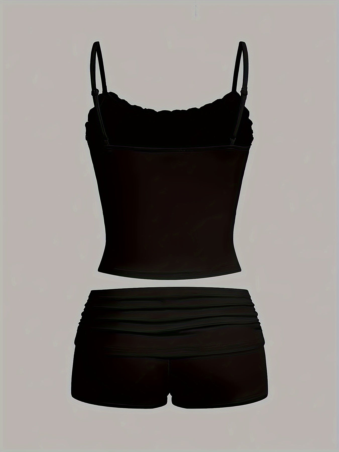 Lace Halter Top & High-Waisted Shorts Set