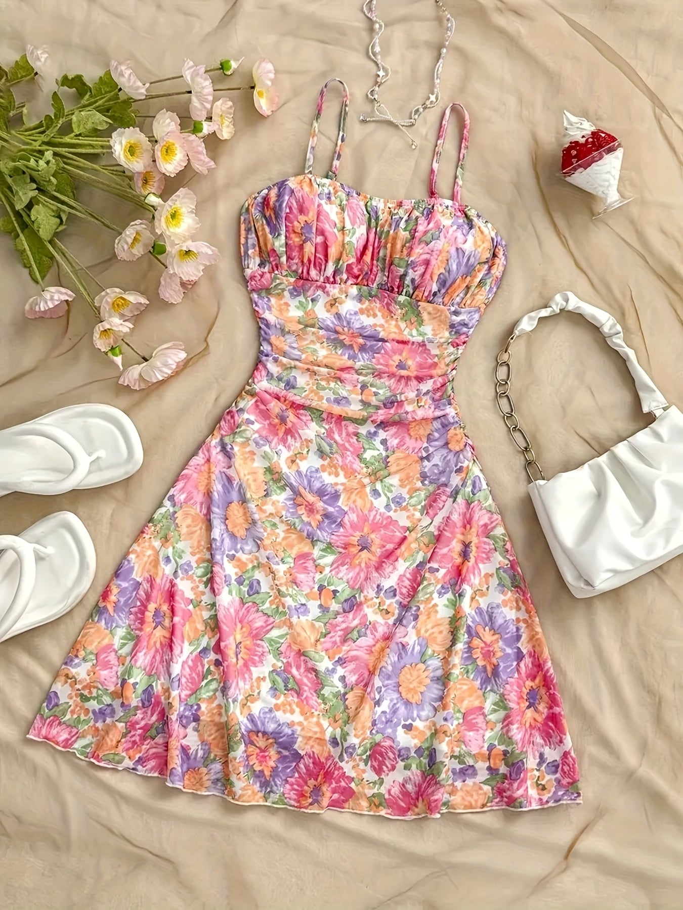 Elegant Floral Halter Dress