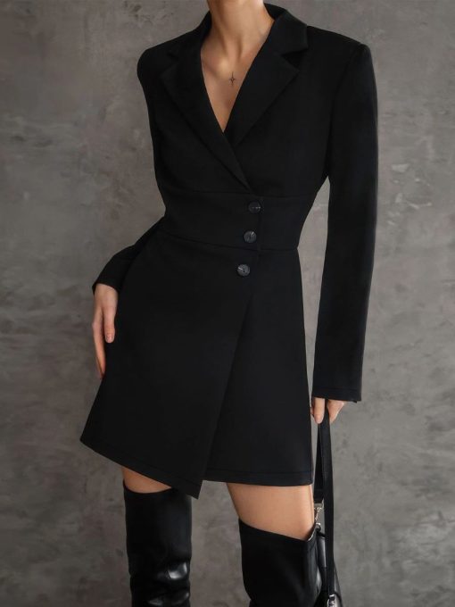 Chic Black Mini Blazer Dress 4