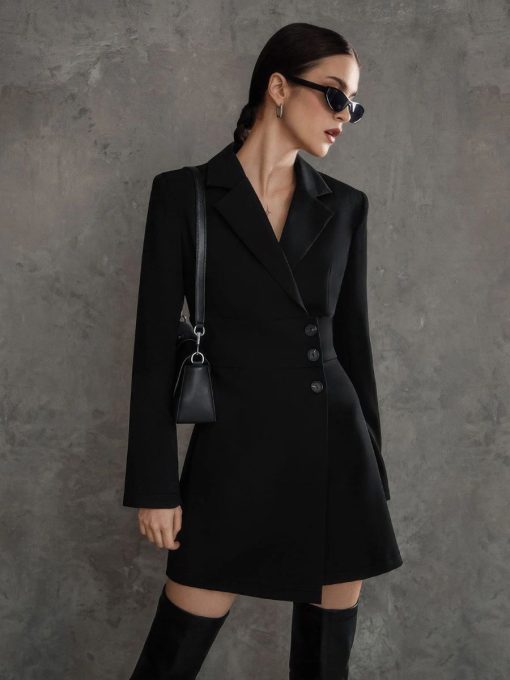 Chic Black Mini Blazer Dress