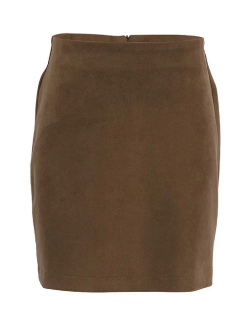 Classic Brown Suede Knit Mini Skirt 4