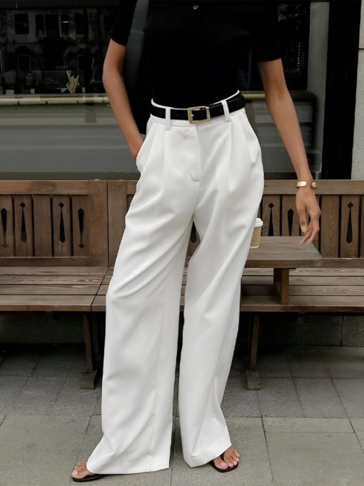 Classic White High-Waisted Pants