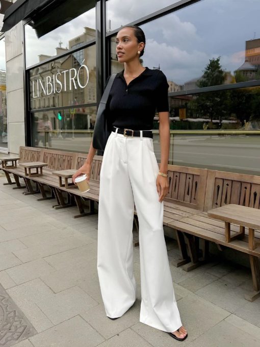 Classic White High Waisted Pants 6