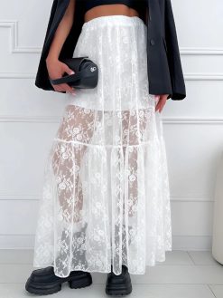 Elegant Long Lace Dress with Delicate Detailing