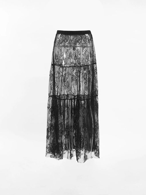 High Waisted Sheer Lace Maxi Skirt 3