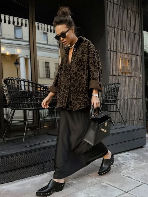 Oversized Leopard Print Shirt for Women 1