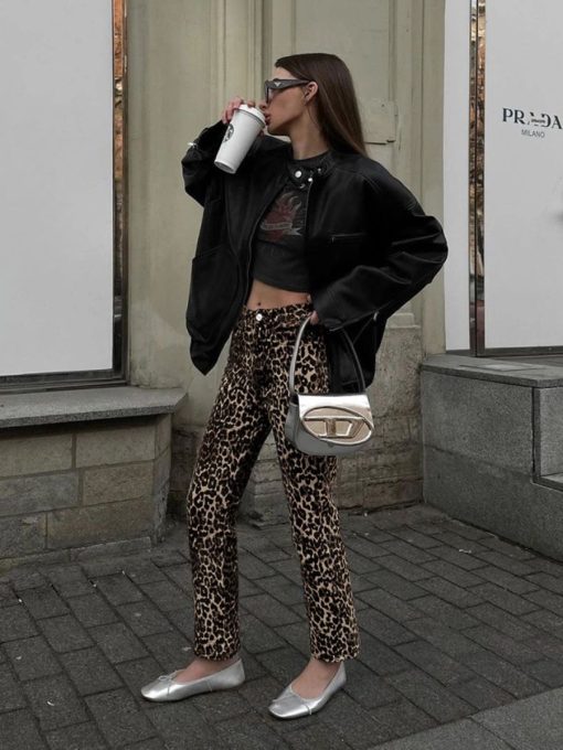 Stylish Leopard Print Tailored Trousers 5