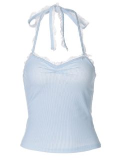 Summer Sexy Lace Trim Halter Backless Top