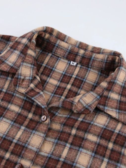 Vintage Spring Plaid Shirt with Loose Fit Design for Women 5