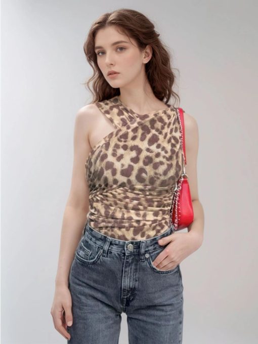 Criss Cross Leopard Print Bodysuit