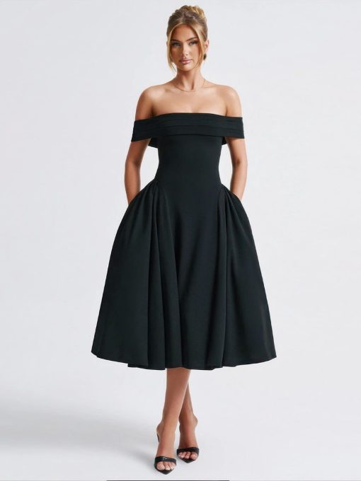 elegant off shoulder solid color strapless 3