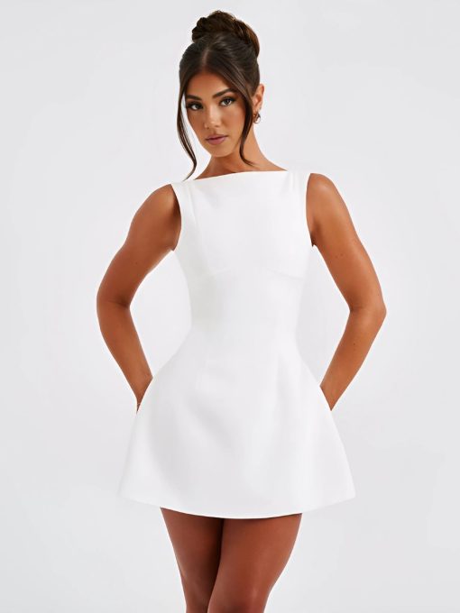 lila backless high neck mini dress 10