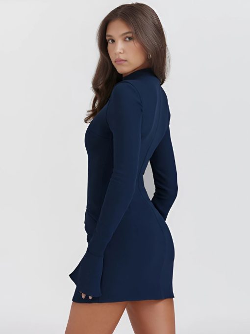 mock neck long split sleeve bodycon dress 9