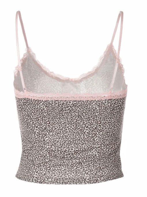 soft leopard print cami with lace trim 1